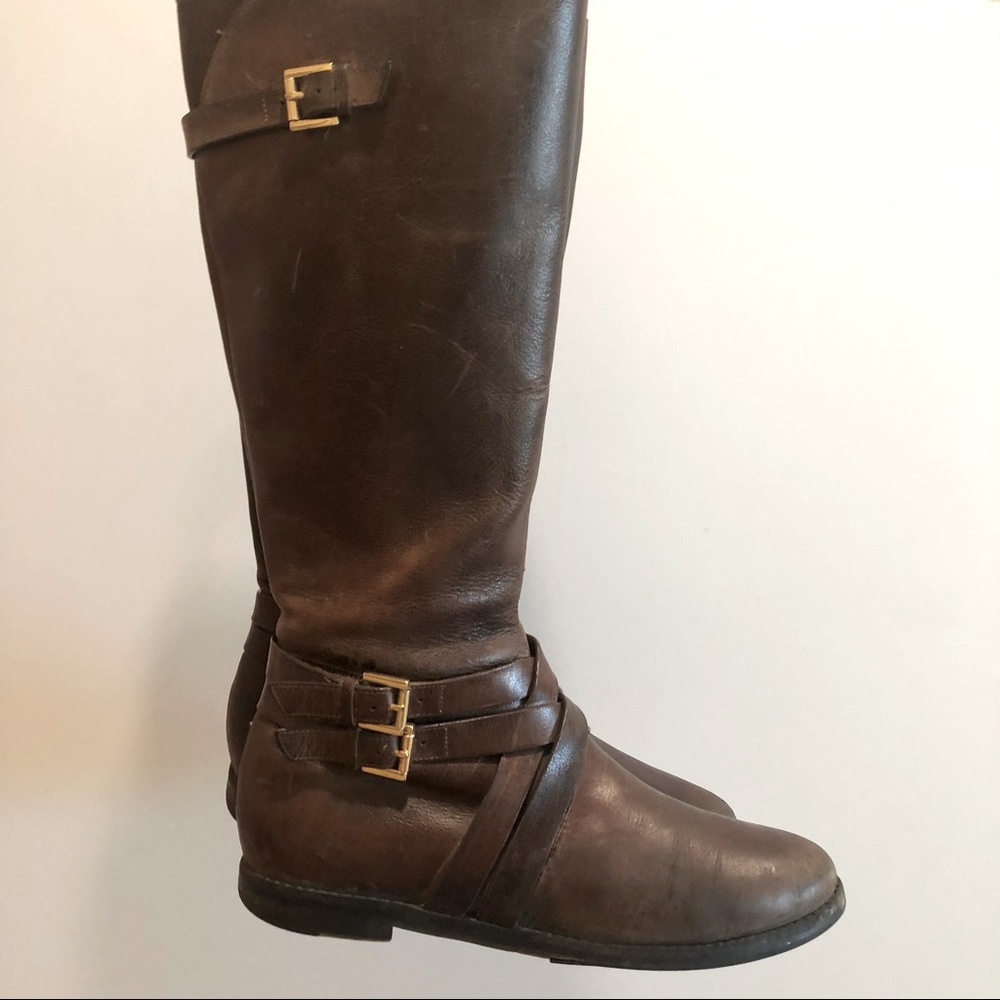 COLE HAAN LEATHER BROWN RIDING BOOTS